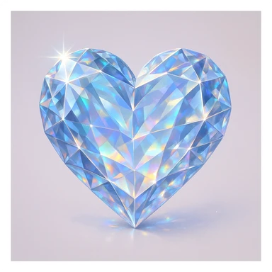 heart with a crystal gem effect, digital illustration sticker