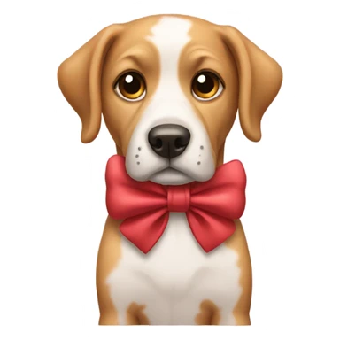 dog wearing a bow sticker