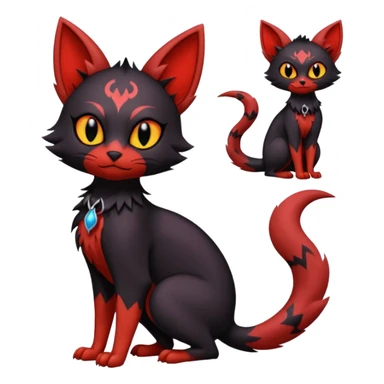 Vampiric Batty Black and Sanguine-red Noibat-Litten-Torracat-Lykoi-hybrid-fusion (full body) sticker