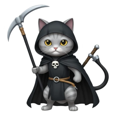 cat winning a fight with the grim reaper sticker