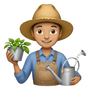 gardener holding watering pot sticker
