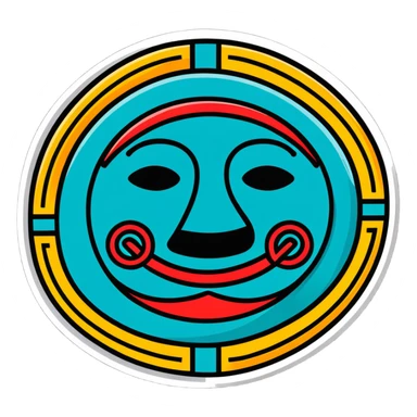 Mayan glyphs for messaging: happy face when receiving a message, sad face when no reply, letter symbol, all in minimalist geometric style sticker