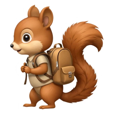 a squirrel walking with a backpack
 sticker