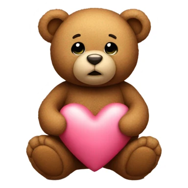 A teddy bear Holding a heart sticker