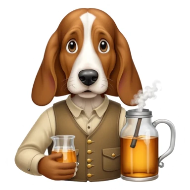 hillbilly basset hound with moonshine and a gun sticker