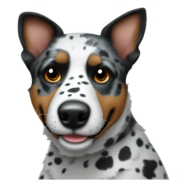 A white and black polka dotted blue heeler dog  sticker