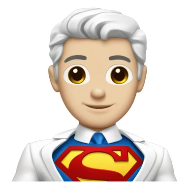 White suit superman with chest letter "U" sticker