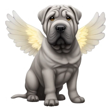 Grey Shar Pei with angel wings sticker