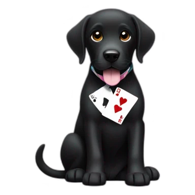 Black Labrador dog with white strip on his neck playing poker sticker