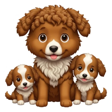 curly dog with its puppies sticker