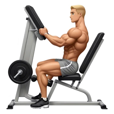 side-view bodybuilder seated weighted calf-raise machine lower leg exercise sticker