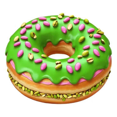 Donut with green frosting, pink drizzle & crushed pistachios sticker