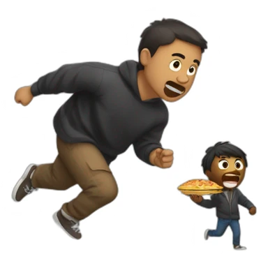 crazy black poor kacper pirog steals food from his father whos chasing him sticker