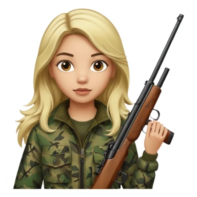 Light skin Long hair blonde haired camo girl hunter sticker
