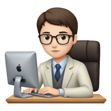 profesor joven usando una computadora  sticker