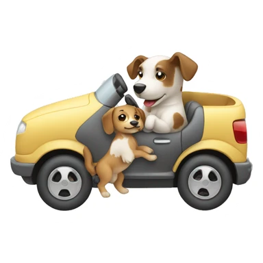 baby riding with dog in a car  sticker