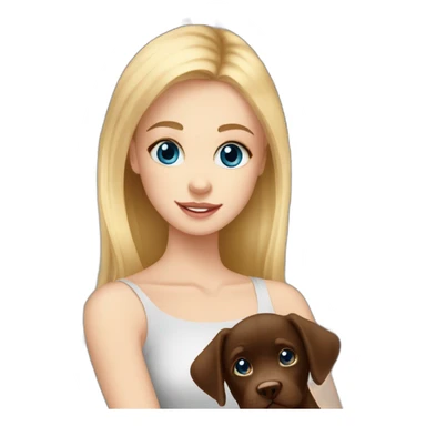 Blonde girlnblue eyes with chocolate puppie labrador sticker