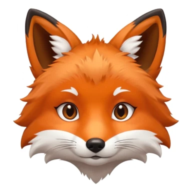 cute fox only face colors of an animal emoji, not a person, meaning only one color for the eyes sticker