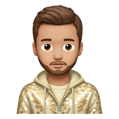Liam Payne from One Direction with light skin, brown hair, cream sequin outfit sticker