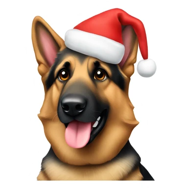 german shepherd with christmas hat sticker