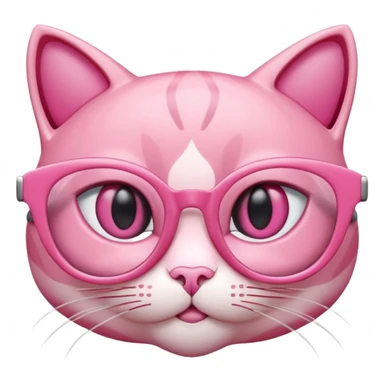 A 3D cartoon rose-pink cat-eye spectacle, glossy curved frame, soft reflections, isolated on plain background, Memoji-style. only glasses. sticker