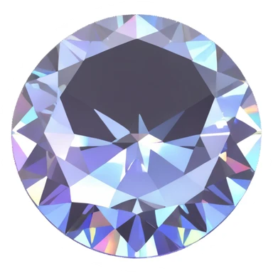 brilliant round white diamond mounted in polished silver, soft holographic shimmer sticker