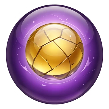 Floating glowing gold-cracked amethyst crystal smooth glossy shiny ball sphere floating in the air  sticker