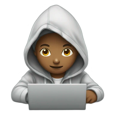 boy with hoodie working on laptop sticker