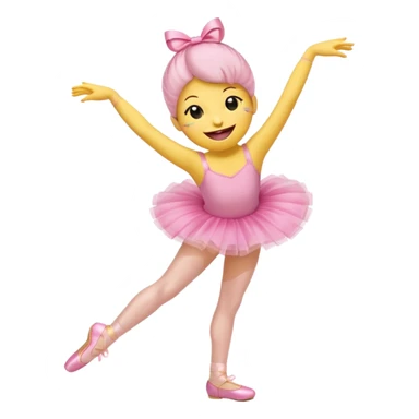 Smiley face emoji laughing with a tutu attached and legs and point shoes sticker
