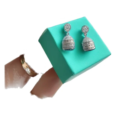 Silver earrings in a Tiffany box sticker