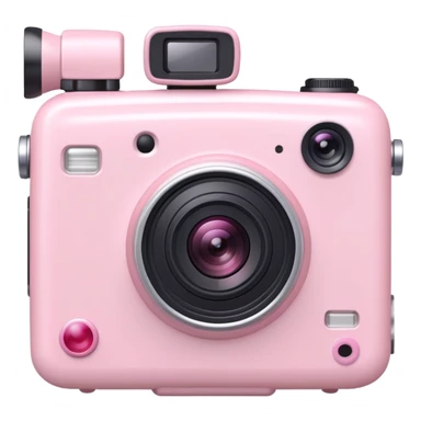 Kawaii light pink video camera with cute face sticker