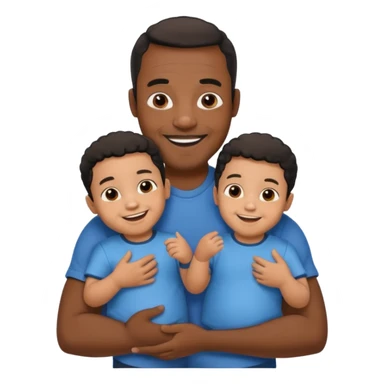 Black Dad holding identical biracial twin boys sticker
