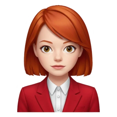 red haired emma stone in red suits sticker