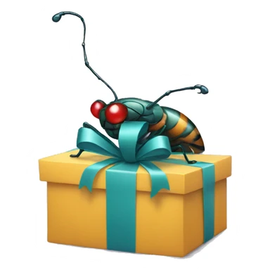 bug coming out of a gift sticker