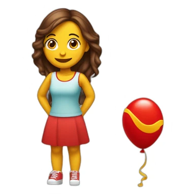 chica cubana enamorada sosteniendo un globo rojo, cabello largo, ropa de McDonald’s  sticker