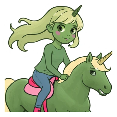 Blonde girl riding unicorn sticker