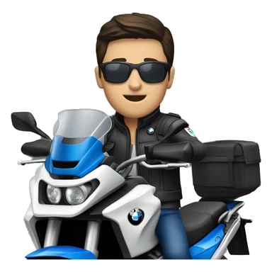motorcycle bmw gs 1250 black male rider on bike dark hair blue eyes sticker