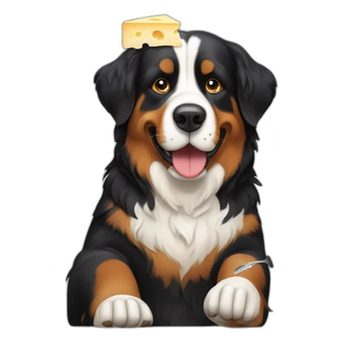 bernese mountain dog eating swiss fondue cheese sticker