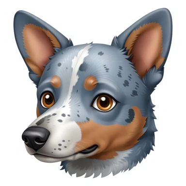 head shot of a blue heeler cattle dog with speckled blue-gray coat and pointed ears sticker