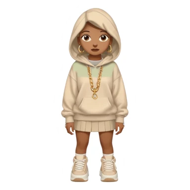 think oversized hoodie over a mini skirt, chunky sneakers grounding the look, and maybe a few layered necklaces or rings to flex a little personality. Sometimes she goes edgy with a leather jacket and ripped jeans, other times soft with flowy dresses or pastel cardigans. sticker