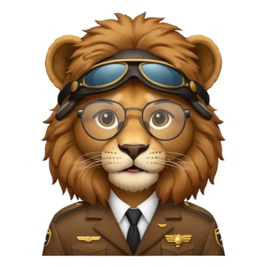 pilot lion with glasses sticker