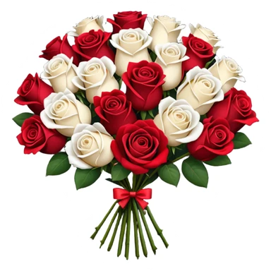 White rose and red rose bouquet with black paper  sticker