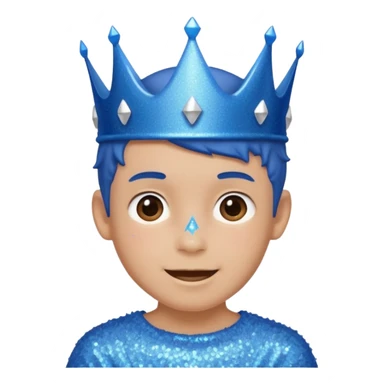 blue Boy happy glitter blue crown sticker