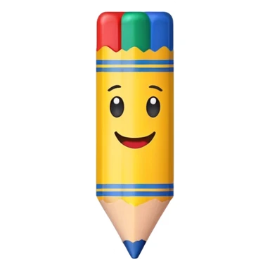 Single colorful crayon with a happy face sticker