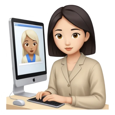 asian female editing videos on a computer sticker