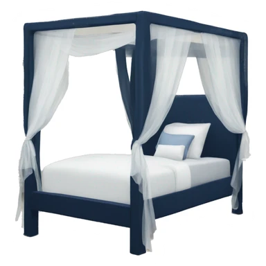 Navy blue canopy bed with white bows sticker