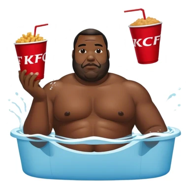 big black man swimming in a KFC bucket while drinking a swimming with the koo lad man sticker