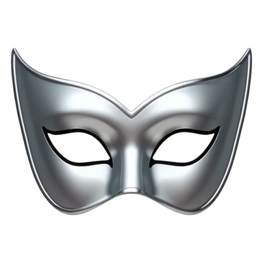 A sleek masquerade mask emoji made of polished silver chrome, smooth sensual curves, reflective metallic surface, mysterious sexy luxury vibe, minimal iOS emoji style, centered, clean white background sticker