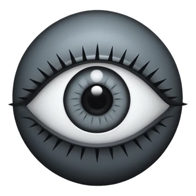 Minimal emoji, gothic futuristic eye, cold grey sclera, the pupil is fully replaced by a solid black number 8, occult cyber aesthetic, sharp clean lines, flat emoji design, centered, transparent background sticker