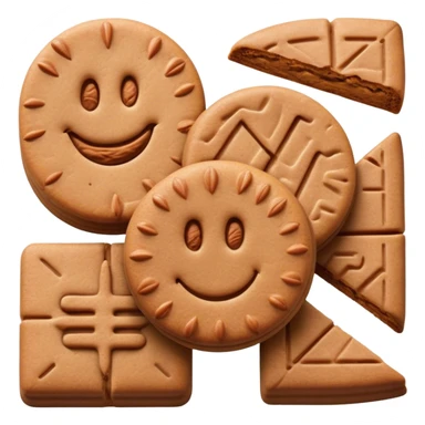 Cinematic Realistic Speculaas Biscuit Emoji, featuring spiced, crisp cookies rendered with lifelike detail and warm, aromatic lighting. sticker